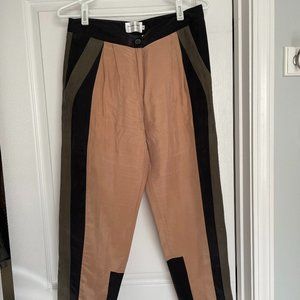 Tan, Black, Olive Color Block Trousers